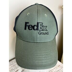 Fedex Hat Cap Man Adjustable Army Green Black Mesh Black Strap Camouflage Brim